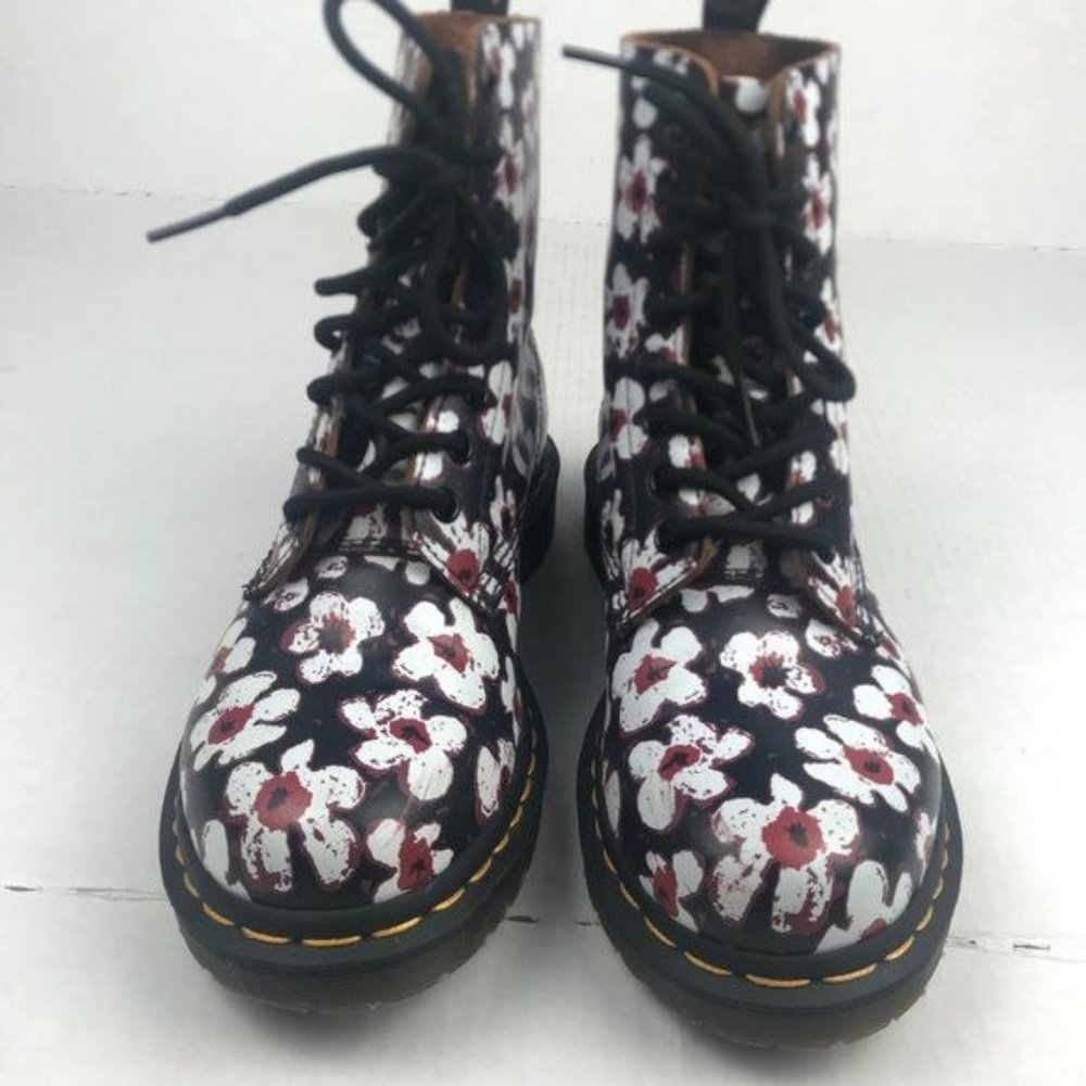Dr. Martens Smooth Leather 1460 Pascal Floral Boots - Picture 6 of 13